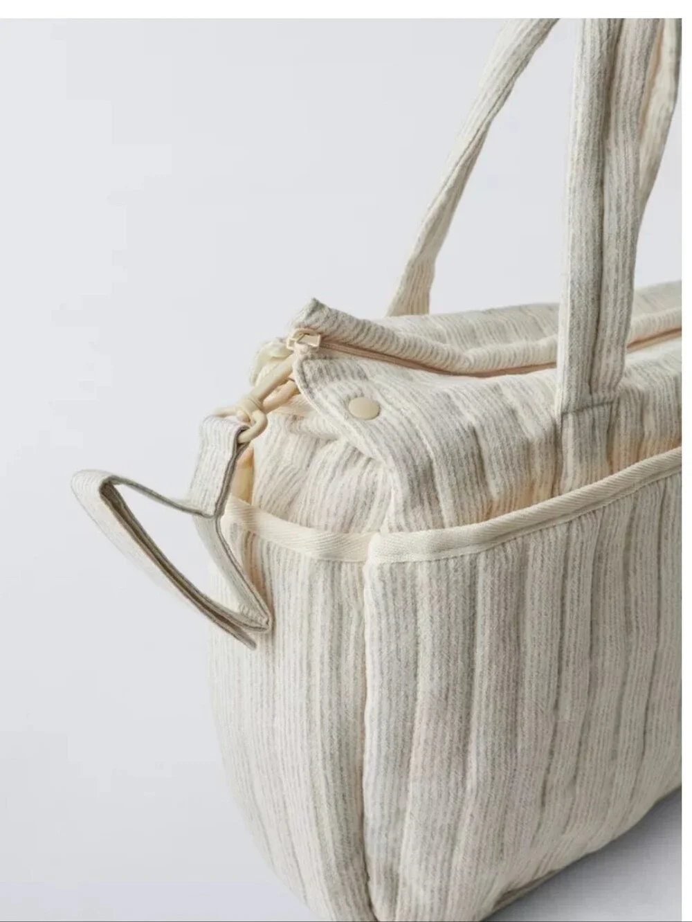 NWOT Zara Quilted Cream And Striped Baby Bag